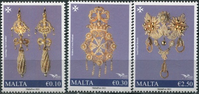 Мальта. 2021. Ювелирные изделия ручной работы (Серия Почтовых марок. MNH OG)