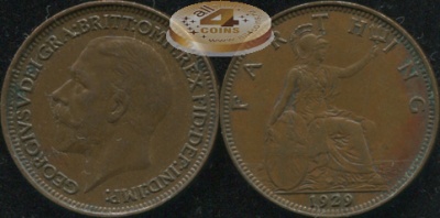 Великобритания. 1 фартинг. 1929. (aUnc)