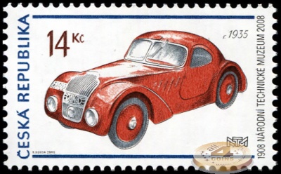 Чехия. 2008. Спортивный автомобиль JAWA 750 (Почтовая марка. MNH OG)