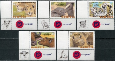Намибия. 2015. Детёныши животных Большой пятёрки. У3 (Серия. MNH OG)