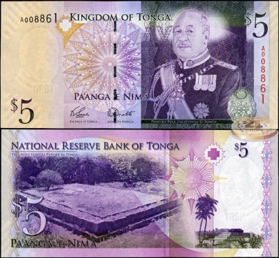 Тонга. 5 паанга (Unc) 2008