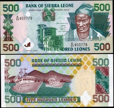 Сьерра-Леоне. Банкнота 500 леоне. 01.03.2003. unc. Бумага. Кат.# P.23c