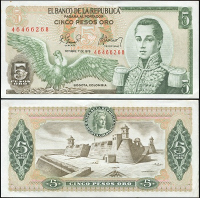 Колумбия. 5 песо оро (Unc) 1978
