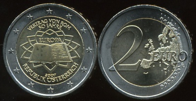Австрия. 2 евро. 2007 (Unc. Биметалл)