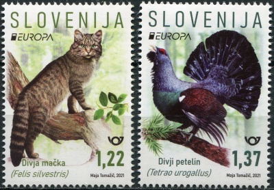 Словения. 2021. Вымирающие виды животных (Серия Почтовых марок. MNH OG)