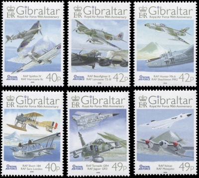 Гибралтар. 2008. 90 лет Королевским ВВС (Серия. MNH OG)