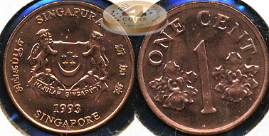 Сингапур. 1 цент. 1993 (Unc)