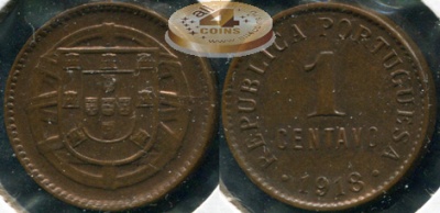 Португалия. 1 центаво. 1918 (Unc)