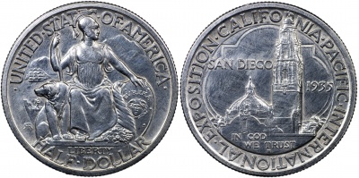 США. Монета 1/2 доллара. 1935.S (KM#171. Unc. Серебро) Тихоокеанская международная выставка