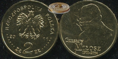 Польша. 2 злотых. 2011 (Unc) Чеслав Милаш. 1911-2004