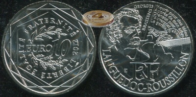 Франция. 10 евро. 2012 (Unc. Серебро)