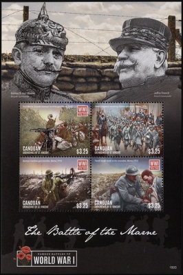 Кануан [Сент-Винсент и Гренадины]. 2015. Марнское сражение (М.Лист. MNH OG)