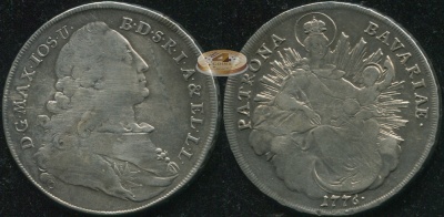 Германия (Бавария). Мадонненталер. 1776 (VF. Серебро)