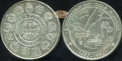 Португалия. 1000 эскудо. 1992 (Unc. Серебро)