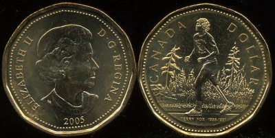 Канада. 1 доллар. 2005 (Unc) Терри Фокс