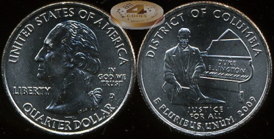 США. Квотер (25 центов). 2009.D (Unc) Округ Колумбия