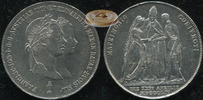 Австрия (Австрийская имп.). 1 гульден. 1854 A (XF. Серебро)