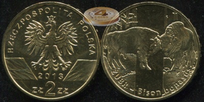 Польша. 2 злотых. 2013 (Unc) Зубр