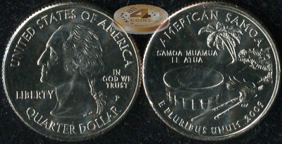 США. Квотер (25 центов). 2009.P (Unc) Американское Самоа