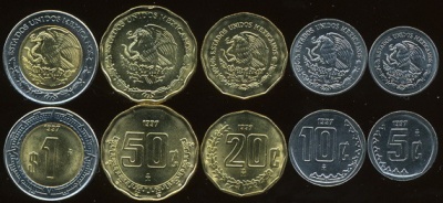 Мексика. Набор №2 (5 монет) 1997. 1 биметалл