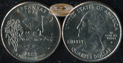 США. Квотер (25 центов). 2003.P (Unc) Арканзас