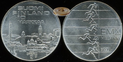 Финляндия. 10 марок. 1971 (Unc. Серебро)