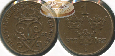 Швеция. 1 эре. 1939 (aUnc++)