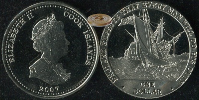 О-ва Кука. 1 доллар. 2007 (Prooflike)