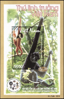 Вьетнам. 2014. Вьетнамские приматы (Блок. MNH OG)