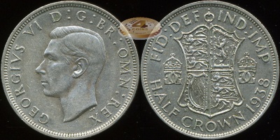Великобритания. 1/2 кроны. 1938 (XF+. Серебро)
