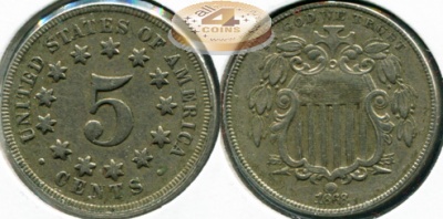 США. 5 центов. 1868 (XF)