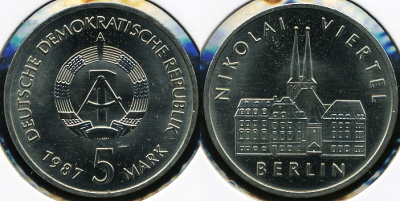 Германия (ГДР). 5 марок. 1987 (Unc)
