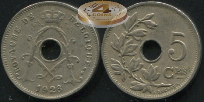 Бельгия. 5 центимов. 1928 (VF)