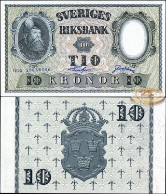 Швеция. 10 крон (Unc) 1955