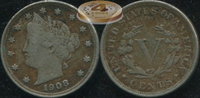 США. 5 центов. 1908 (VF+)