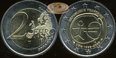 Франция. 2 евро. 2009 (Unc. Биметалл)