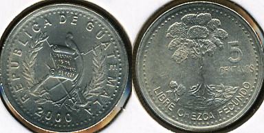 Гватемала. 5 центаво. 2000 (Unc)