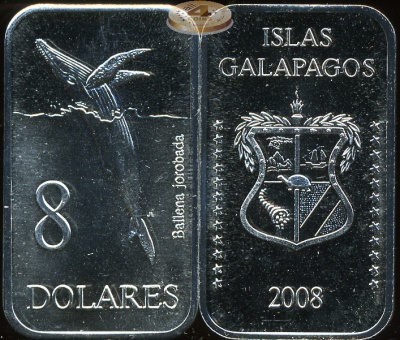 Галапагосские о-ва. 8 долларов. 2008 (Unc)