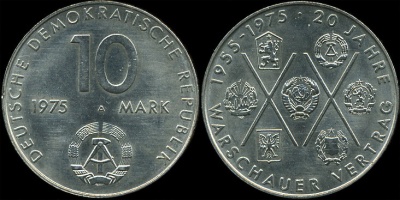 Германия (ГДР). 10 марок. 1975 (Unc)