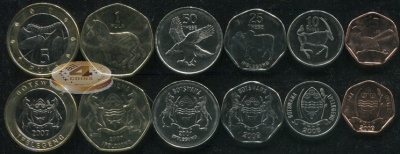 Ботсвана. Набор №4 (6 монет. 1 биметалл) 1999-2010