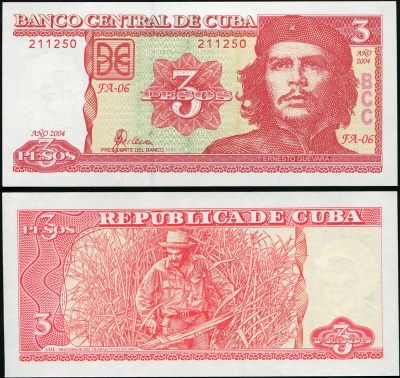 Куба Банкнота 3 песо 2004 Unc Бумага Кат# P.127a