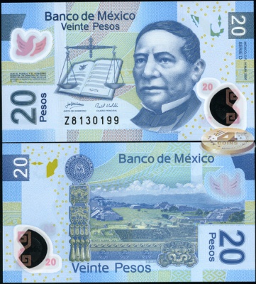 Мексика. 20 песо (Unc. Пластик) 2007