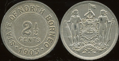 Британское Борнео. 2,5 цента. 1903 (VF)