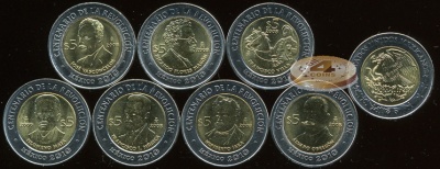 Мексика. Набор №5 (7 монет. 7 биметаллов) 2008-09
