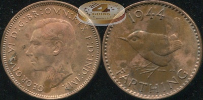 Великобритания. 1 фартинг. 1944. (aUnc)