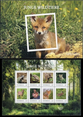 Австрия. 2023. Детёныши диких животных (Малый лист. MNH OG)