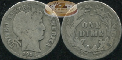 США. 10 центов (Дайм). 1914 (G. Серебро)