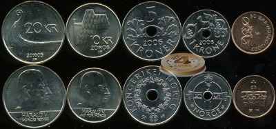 Норвегия. Набор №1 (5 монет) 2002-12