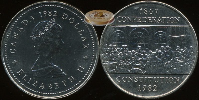 Канада. 1 доллар. 1982 (Unc) 115 лет конституции Канады
