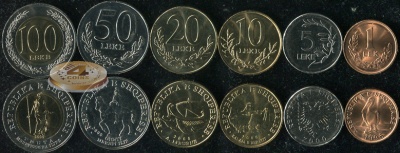 Албания. Набор №4 (6 монет. 1 биметалл) 1996-2000